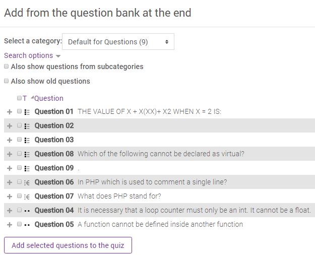 01: b: Add from question bank