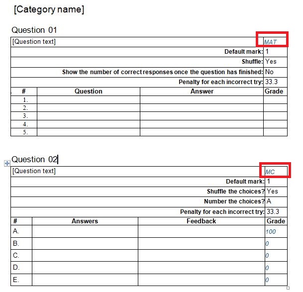 01: c: Word Tabular Format