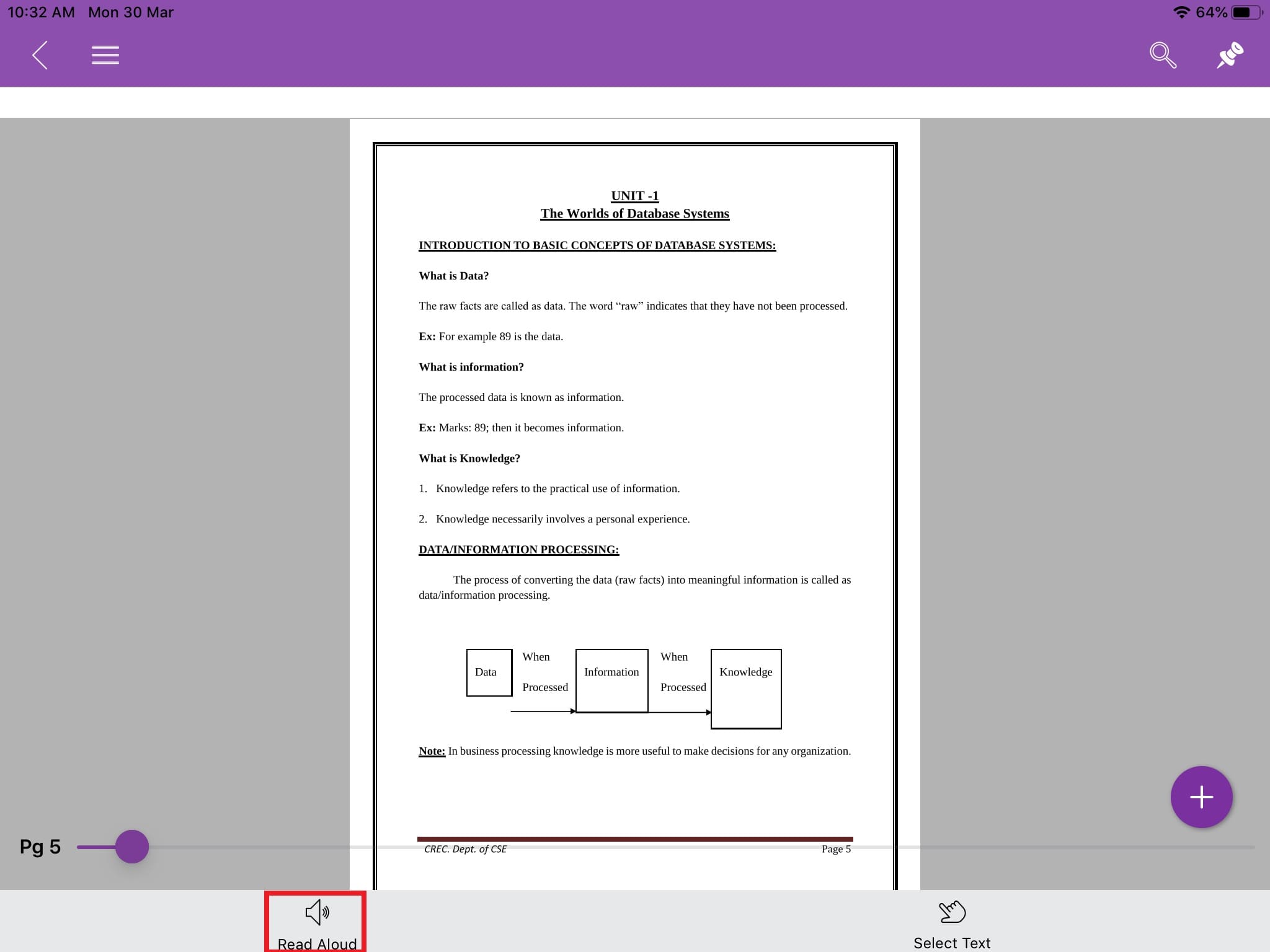 05: Read aloud page or chapter