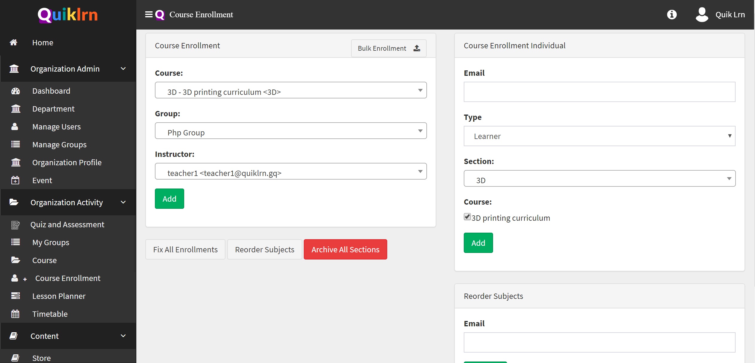 02:a: Add Course Enrollment